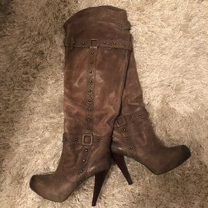 Studded knee high boots